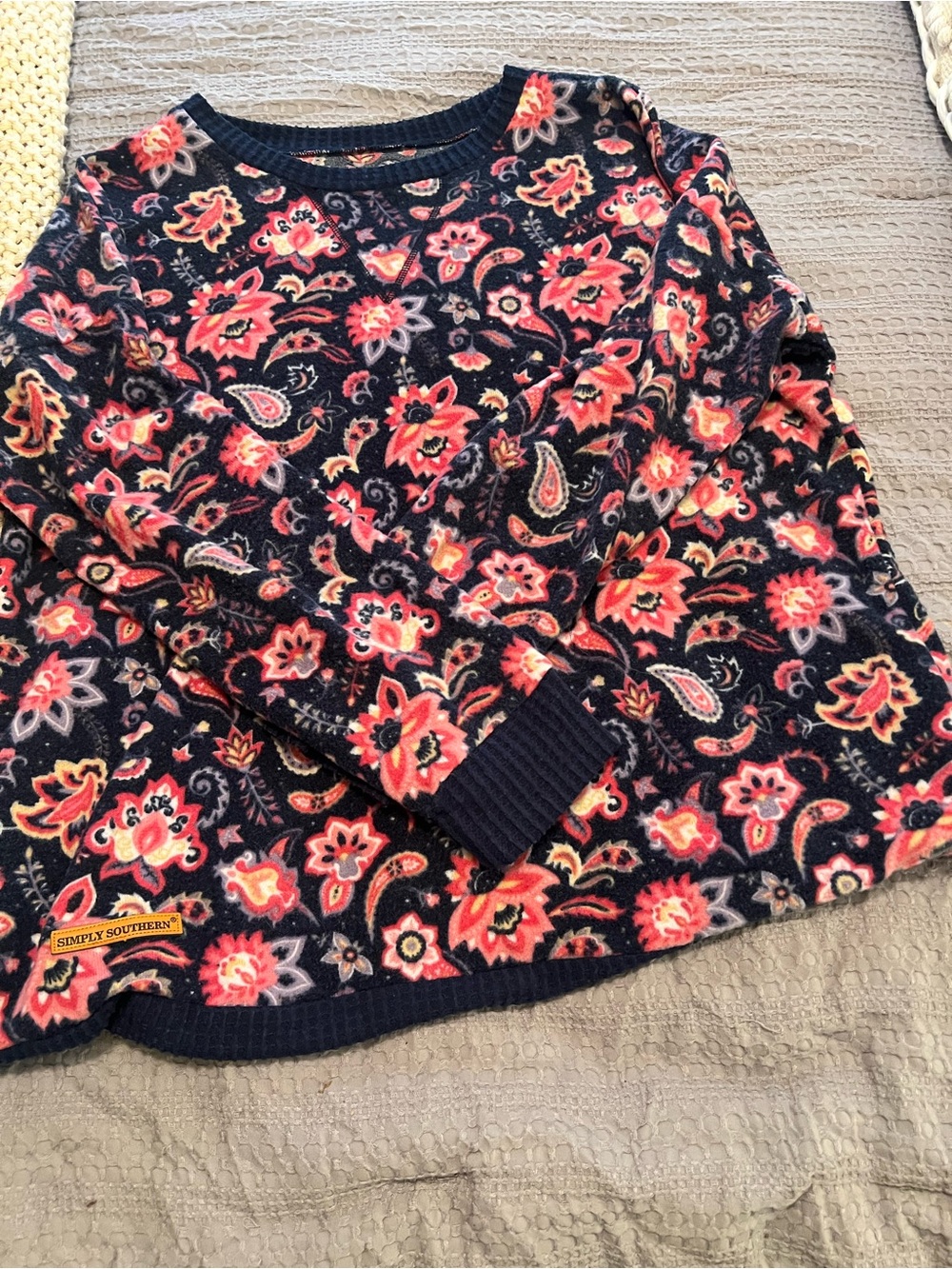 Simply Southern Navy Floral Paisley Crewneck Sweater